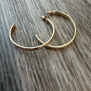 🔥3 for $5 Gold and Pink Gemstone Rhinestone Hoop Earrings Jewelry